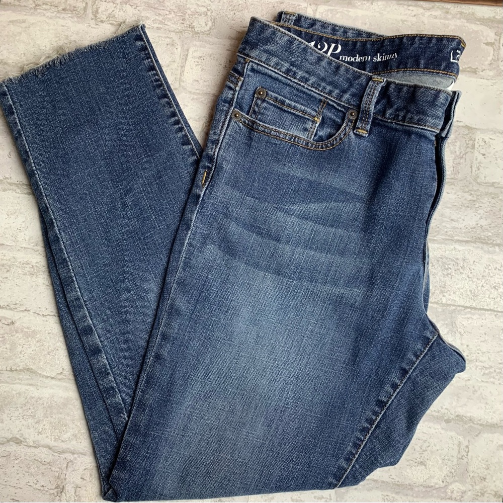 Loft Modern Skinny Blue Jeans Raw Hem EUCl 12P